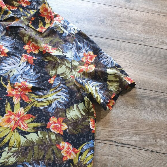 Hawaiian Floral Button Up Shirt Men Tropical Print George Size 2XL Short Sleeve - Picture 4 of 6